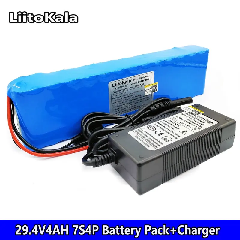 

Liitokala 24v ion 24v battery 10AH 18650 lithium battery 250W battery 29.4 mAh 10000 V for motor seat power charger set + 29.4 V