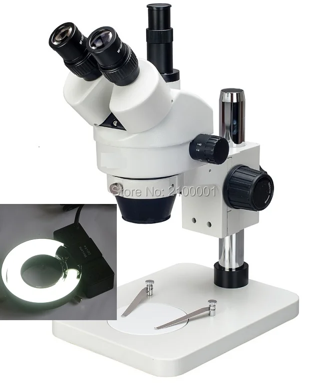 Free Shipping!! 7X 45X Table Pillar Stand Zoom Magnification Trinocular