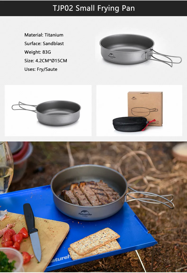 Livre de Acampamento do Piquenique Talheres de Titânio Pote com Alça Luz ao ar Naturehike Alta Qualidade Panelas Pan Caneca Frigideira Dobrável Pot 10 Esporte e Lazer