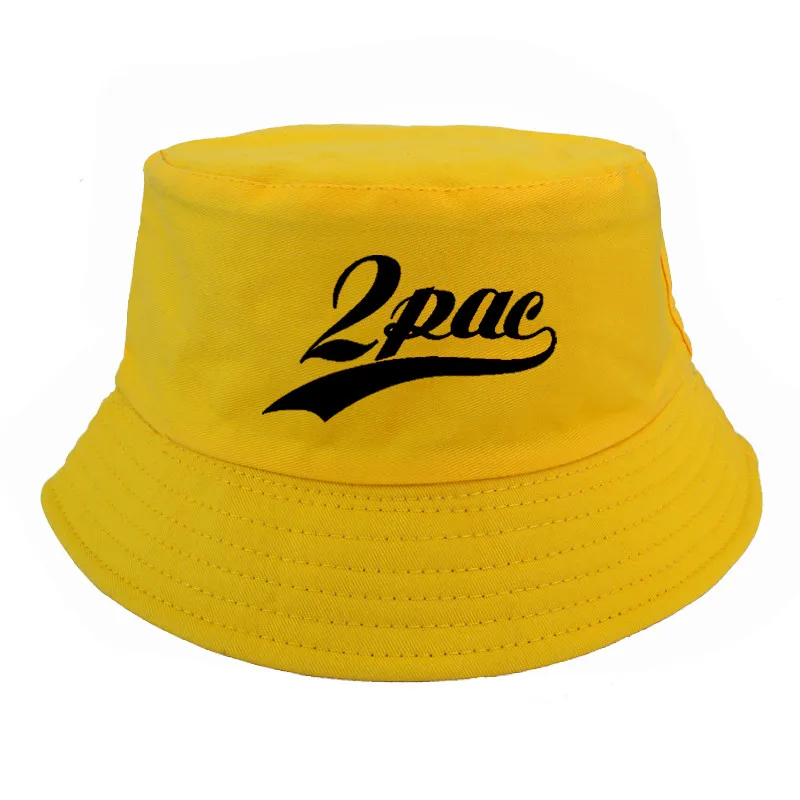 Рэп певец 2pac ведро шляпы Мода Snapback рыбак шляпа harajuku рыбалка шапки Панама Кепка - Цвет: Цвет: желтый