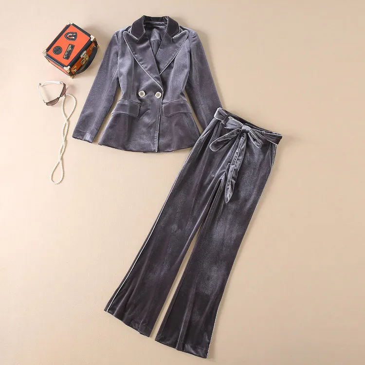 

2019 New Womens Two Piece Sets Korean Woman Clothes Sets Plus Size Solid Color Two Piece Tweed Tracksuit Women's Overalls Suits
