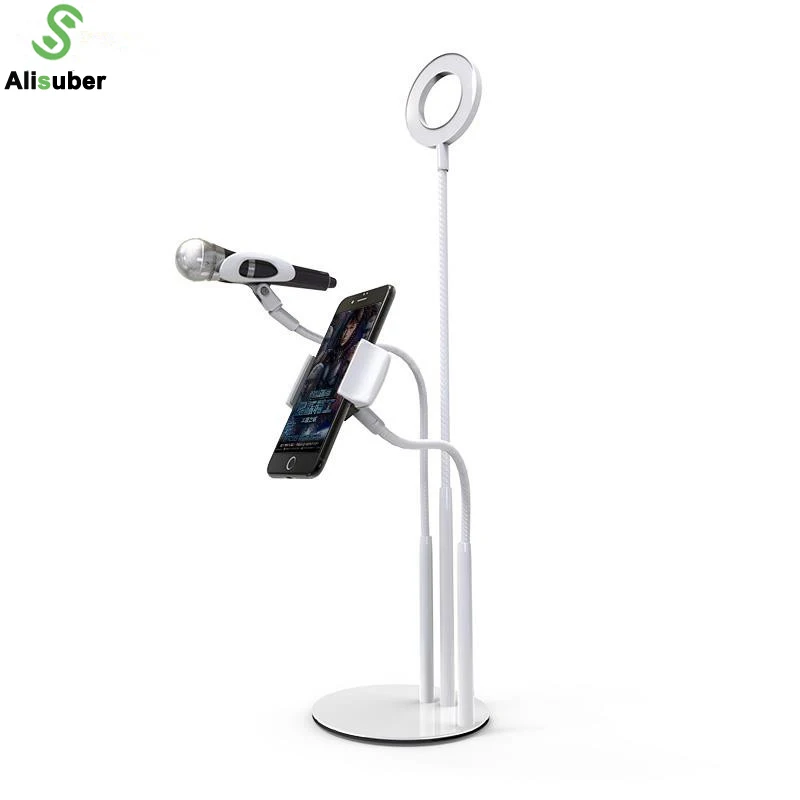 Alisuber Professional 3 in 1 Phone Stand With Microphone Holder Selfie