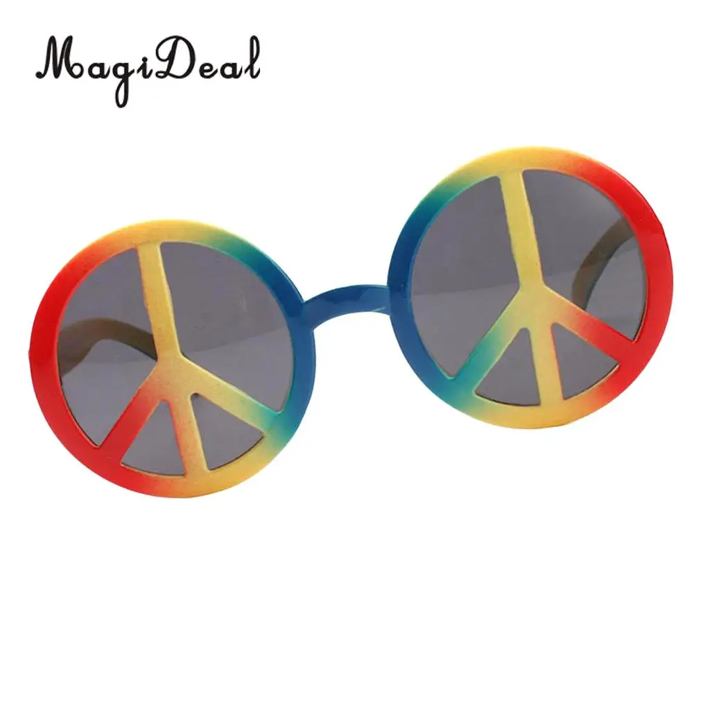 Fashion Rainbow World Peace Sign Sunglasses Costume Eye Glasses Adults Kids Party Photobooth Costume Eyewear