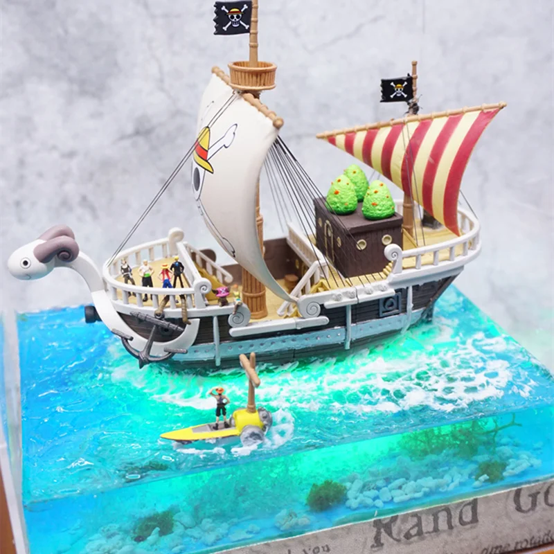 

Anime DIY Hand made Beautiful scene & LED One Piece Figures Going Merry Ship Model PVC One Piece Action Figure Luffy Toys model