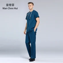 Мужской и Женский Рубашка с короткими рукавами униформе медсестры медицинские скрабы комплект хирургии Костюмы врач костюм больницы стоматологические Костюмы