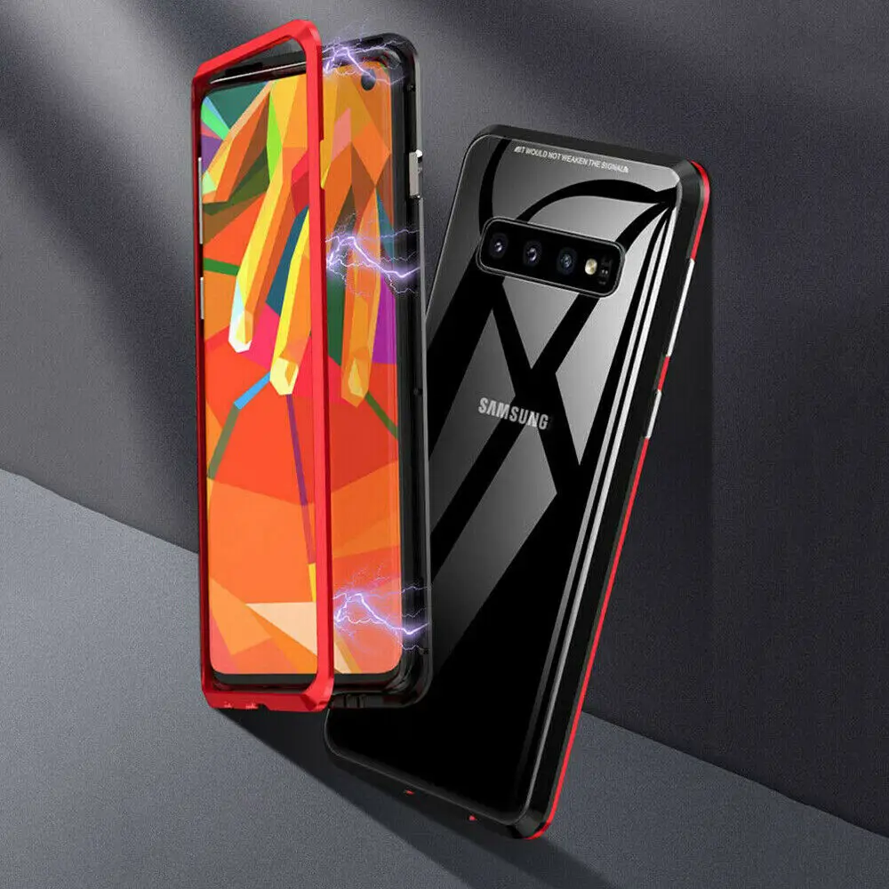 Роскошные магнитные телефонные чехлы с металлической рамкой для Samsung Galaxy S10 S9 S8 Plus