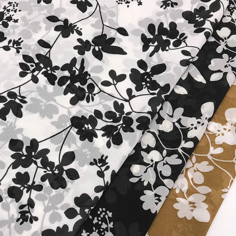 

75D Polyester Woven Fabric Non-stretch Chiffon Print Fabric DIY Sewing Textile Quilting Chiffon Dress Shirt Breathable Material