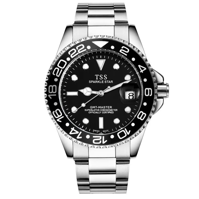 

TSS Diving watch GMT MASTER superlative chronometer Japan quartz luminous rotatable bezel Scratch relogio masculino