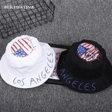 BERTHATINA Лето Лос-Анджелес ведра хлопок Флаг США Кепки Для мужчин Для женщин пара на открытом воздухе УФ-Защита Рыбалка Шапки США флаг