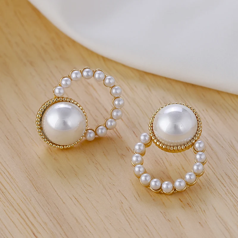 

Flashbuy Gold Bottom Drop Earrings For Women Trendy Geometric Alloy Pendant Sweet Cute Pearl Earrings Wedding Fashion Jewelry