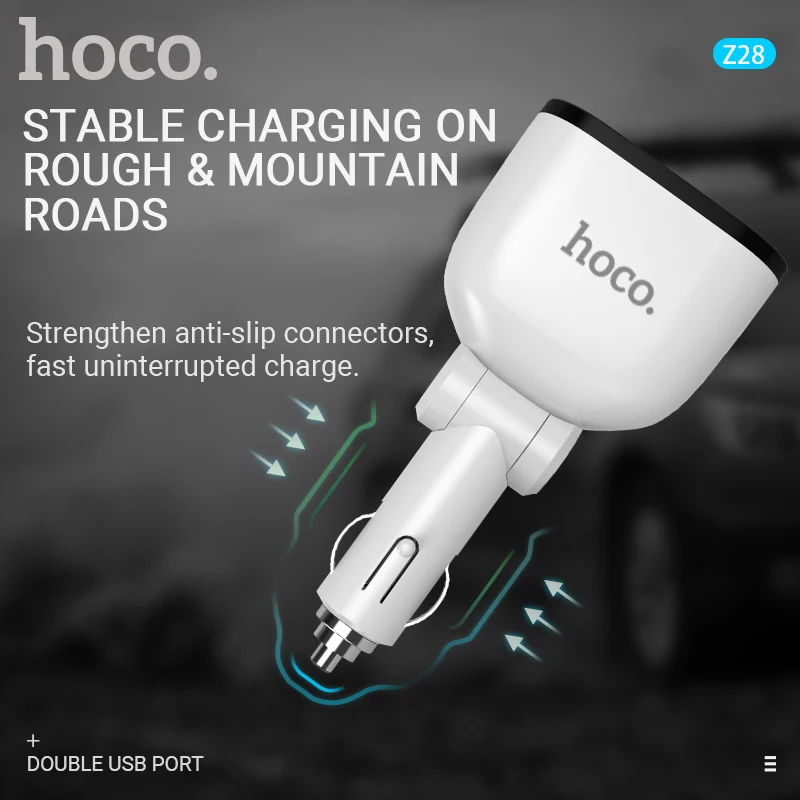 Hoco المزدوج ولاعة السجائر محول المزدوج usb ميناء شاحن سيارة الفاصل 12 v 24 v سيارة ولاعة ل iphone samsung xiaomi الروبوت