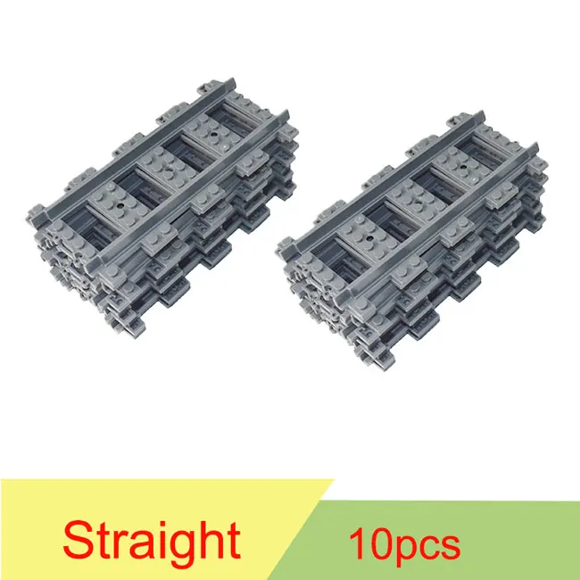 10-100 шт. городской поезд рельс прямой и изогнутые рельсы гибкий рельсовый переключатель строительные блоки Совместимые Legingly Track детские игрушки - Цвет: Straigjt 10pcs