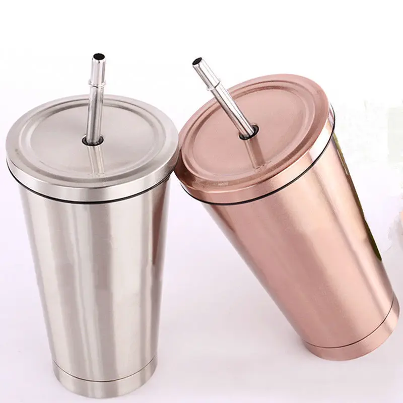 

New Vacuum Insulated Travel Mug Stainless Steel Thermos Cup Car Coffee Tea Drink Cup Water Bottle With Straw