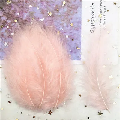 Natural Turkey Feathers Plumes 4-6 Inches10-15cm Multicolor Chicken Marabou Feather DIY Craft Wedding Jewelry Decoration 50pcs - Цвет: champagne 50p