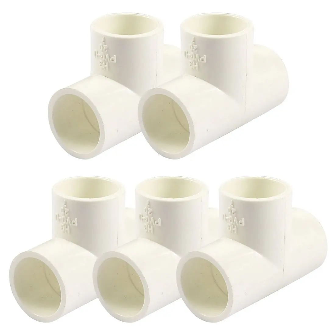 20mm PVC Tee 3 Way Water Pipe Tube Adapter Connectors White 5 Pcsin