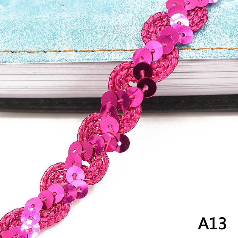 5 м* 15 мм Разноцветные блестки кружевные ленты DIY блестящая кружевная лента аппликация Швейные принадлежности Свадебные праздничные вечерние украшения 8z - Цвет: A13