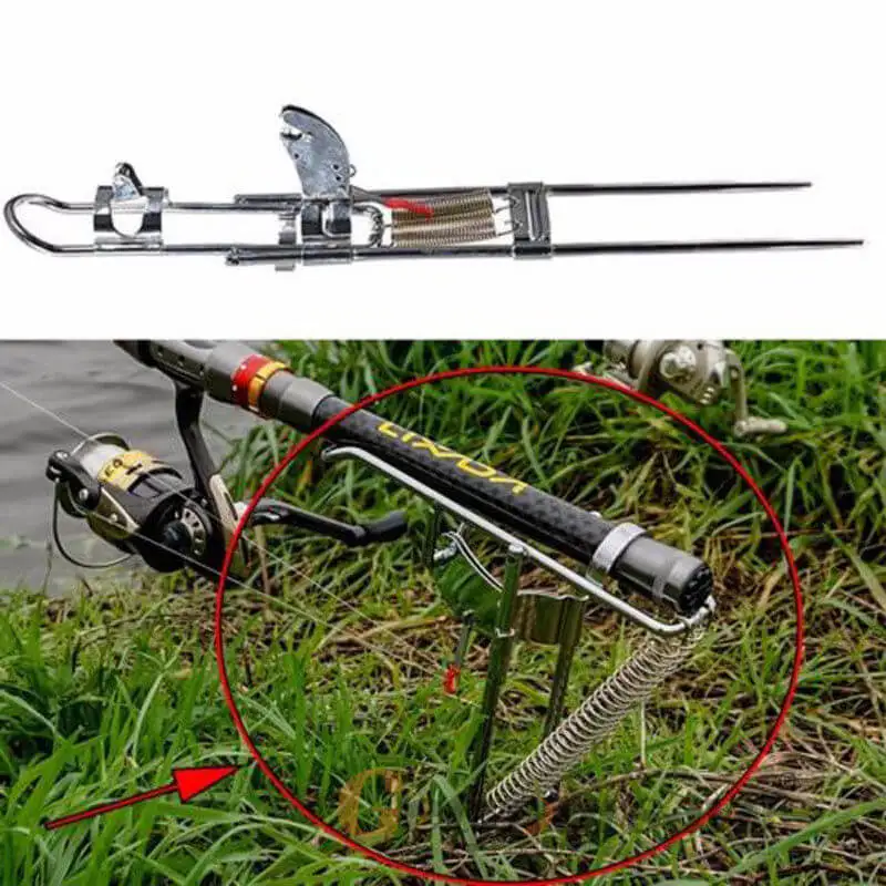 

1pcs Automatic Adjustable Tackle Bracket Double Spring Fishing Rod Holder Angle Fish Anti-Rust Steel Mount Ground Bracket Holder