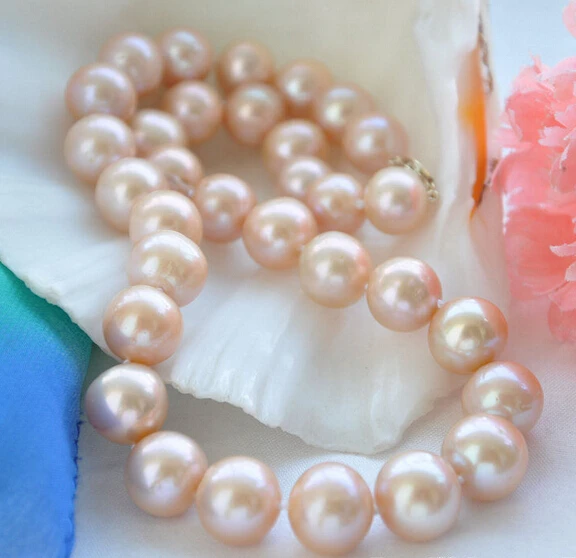 

Jewelr 005041 NATURAL AA++17" 12-15mm ROUND PINK PEARL NECKLACE