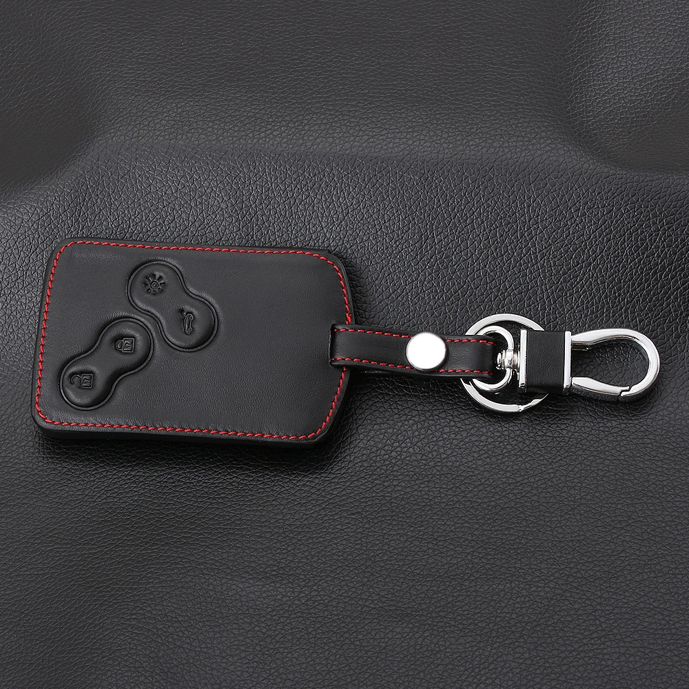 

4 Buttons Genuine Leather Car-Styling Key Cover Case Protector For Renault Clio Logan Megane 2 3 Koleos Scenic Card