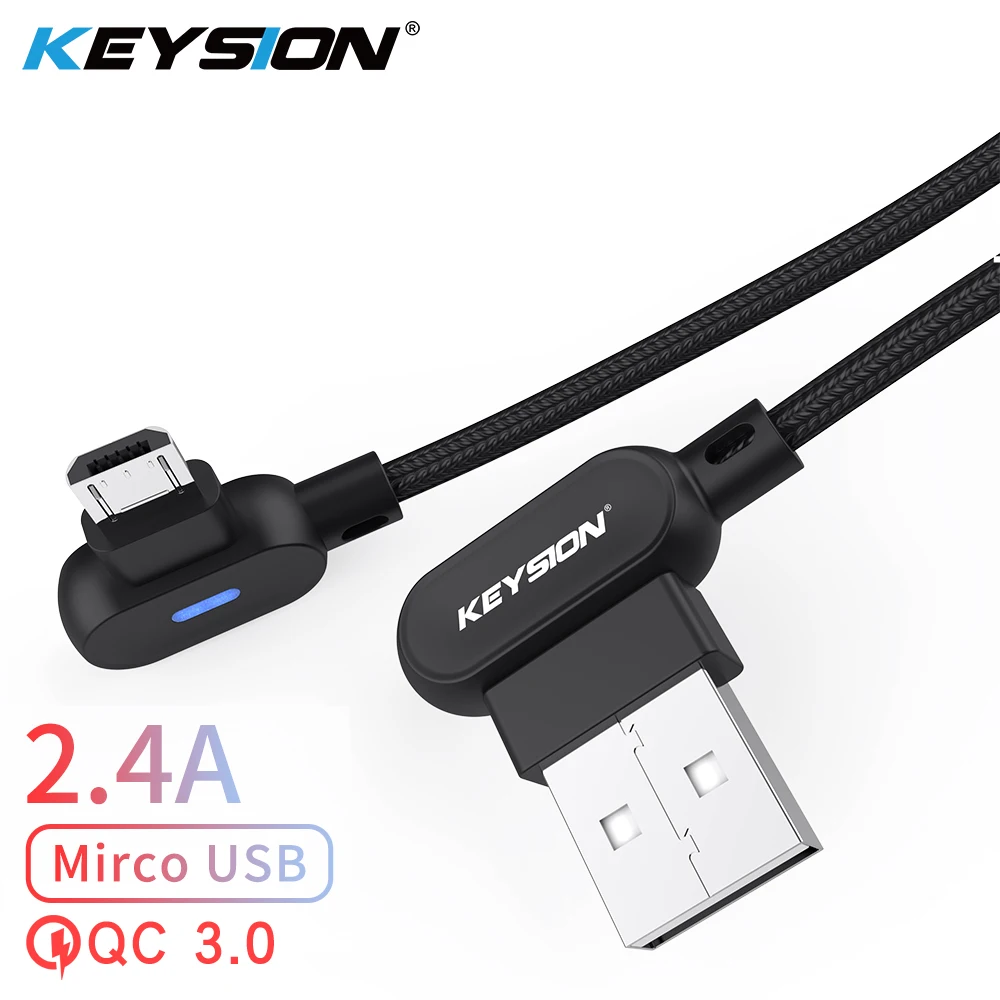 

KEYSION 2.4A L-Type Micro-USB Cable for Samsung S7 edge S6 S5 S4 Charger Cable Led Light Phone Play Game Cable for Xiaomi Huawei