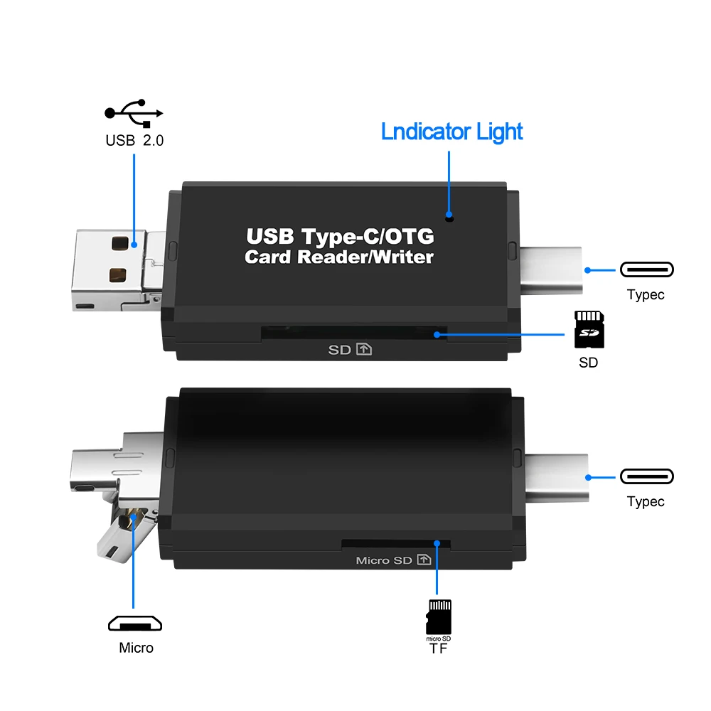 Rocketek USB 2 0 мульти считыватель карт памяти OTG Тип c android адаптер кардридер для micro SD/TF