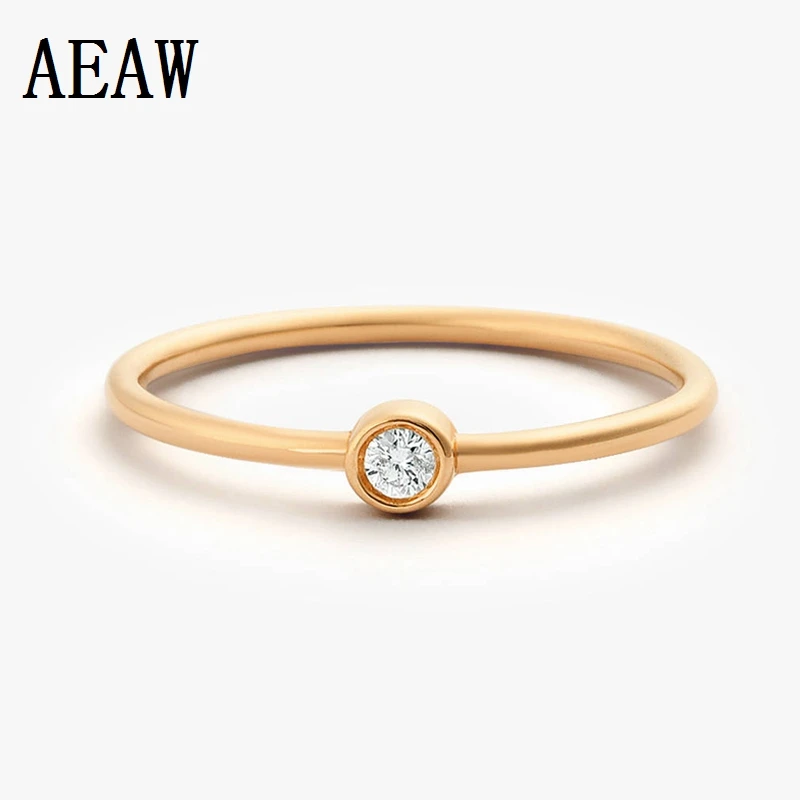 

14k Rose Gold Single Diamond 2.5mm 0.05ctw Engagement Ring Simple Engagement Ring For Women Fine Jewelry Support Customized