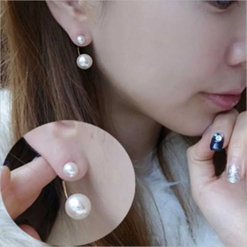 ASHIQI естественный пресноводный двусторонняя жемчужные серьги 925 Серебро double Stud earrings Ювелирные изделия из жемчуга для Для женщин