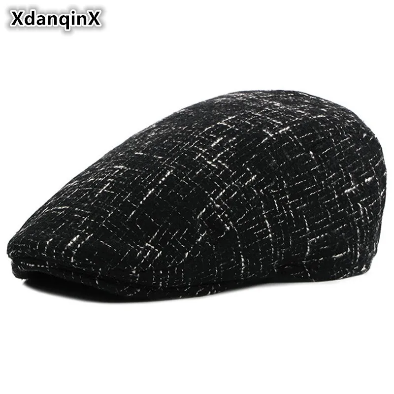 

XdanqinX Adult Men Autumn Simple Vintage Berets 2019 New Style Fashion Male Bone Forward Hat Adjustable Size Dad's Cotton Hats