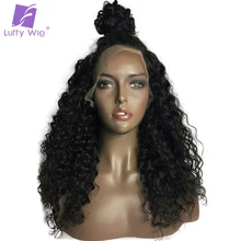 Luffy Natural Color Malaysian Non Remy Hair Full Lace Short Curly Human Hair Wig For Black Women With Baby Hair High Ponytail