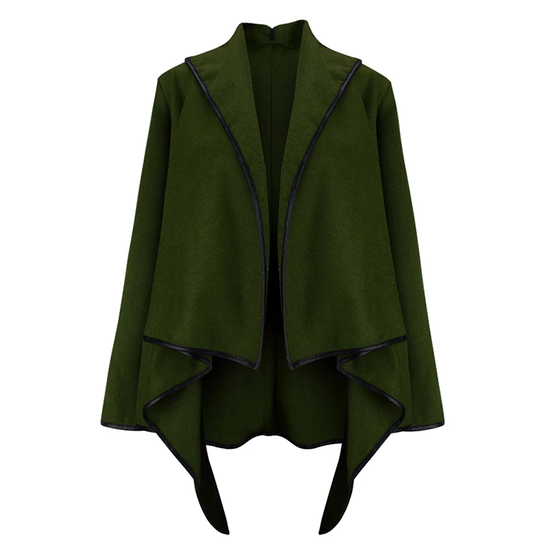 Модное женское Асимметричное пальто однотонного цвета с отложным воротником, с длинными рукавами, тонкая куртка, пальто свободного кроя, длинная верхняя одежда