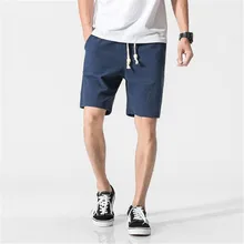 Летние однотонные повседневные шорты мужские льняные быстро сохнут по колено плюс размер однотонные шорты для мужчин A5453