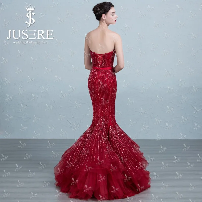 Jusere On Sale Stock Mermaid Evening Dresses Sequins Off Shoulder