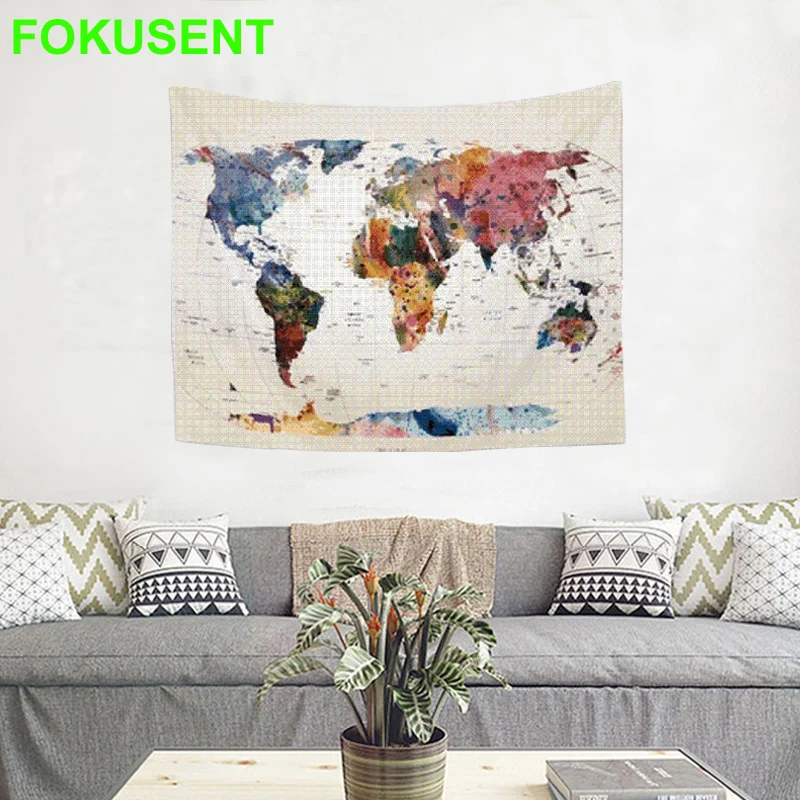fokusent World Map Indian Tapestry Hippie Wall Hanging Tapestries Boho Bedspread Beach Towel Yoga Mat Blanket Table Cloth | Дом и сад