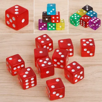 

Six Sided 15mm Transparent Cube Round Corner Portable Table Playing Games 10PCS/SET M03