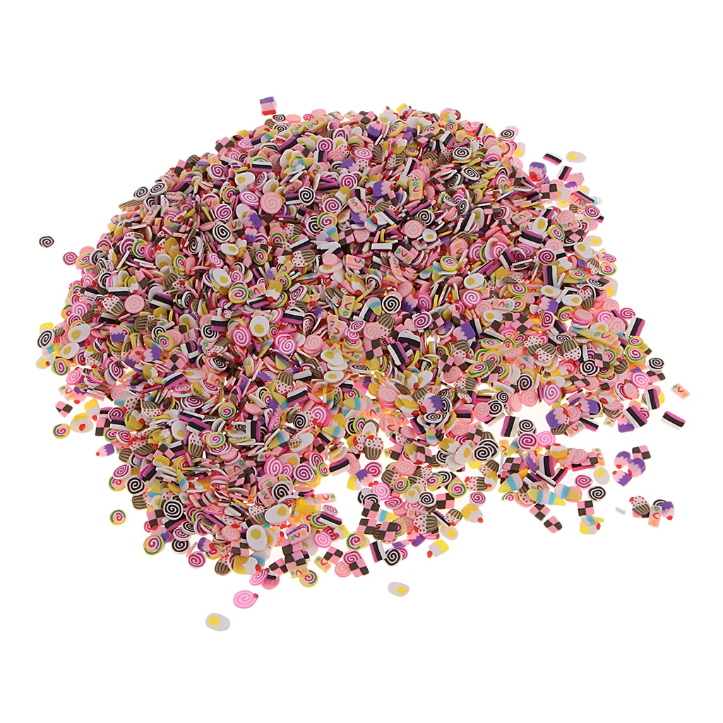 

100g Mixed Flatback Buttons Polymer Clay Cabochons Slime Charms Random Color
