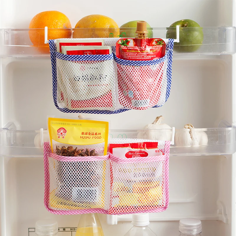 2 шт./лот Новый Кухня холодильник висит сумка для хранения Еда Организатор холодильник Mesh держатель крючки сэкономить пространство для