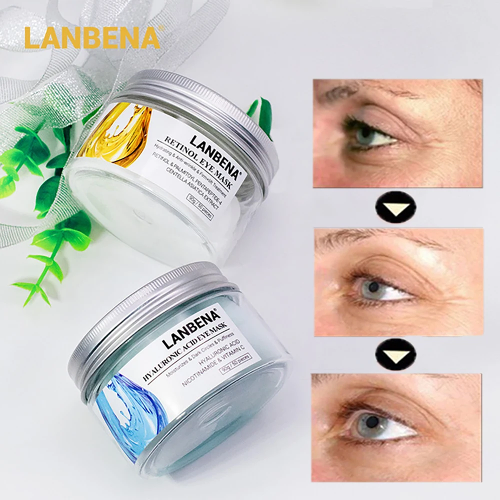 LANBENA Retinol Eye Mask Hyaluronic Acid Eye Patches Serum Reduces Dark