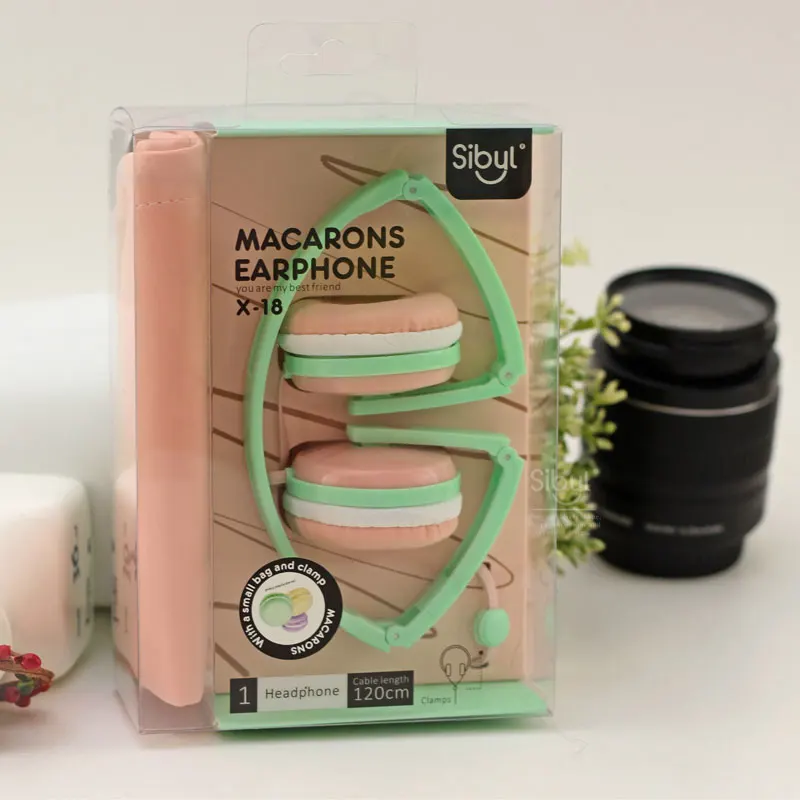 

AHHROOU Fashion Macarons Stretch Folding Headphones Headband Headset Earphone For Phone Computer Mp3 Mp4 Have Storage Box