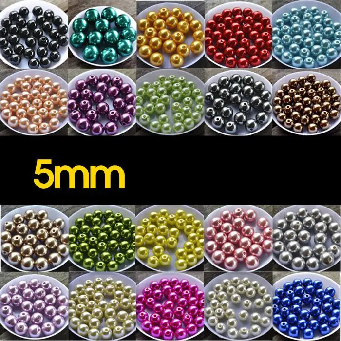 

5mm Colorful Sewing Abs Imitation Pearl Loose Charms Ball Beads Rose Flower Making Cosmetic Brush Barrel Hair Accessories Decora