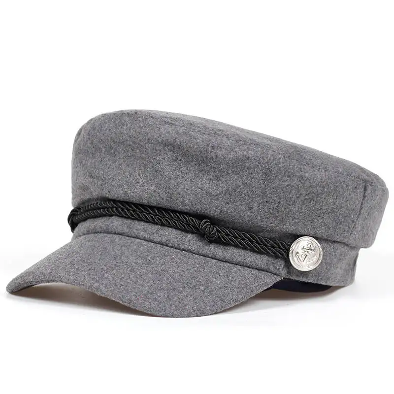 TUNICA, черная одноцветная шапка, Классический береты, капризная шляпа для газетчиков, женская шляпа, шляпа для таксистов, Панама, женские шляпы - Цвет: grey 2