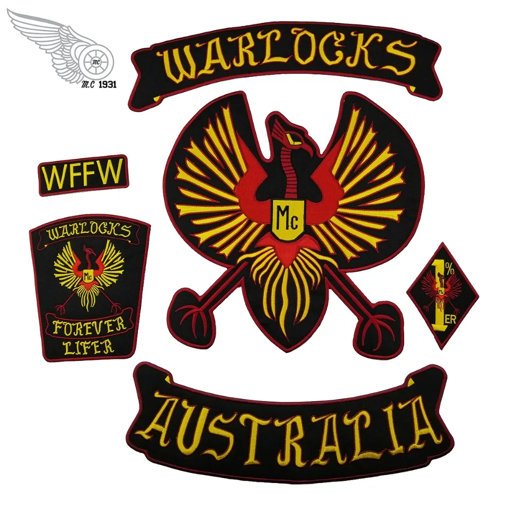 G0434 NEW ARRIVAL WARLOCKS Motorcycle Patch 1% Biker Rider Vest MC Embroidered Patch (1)