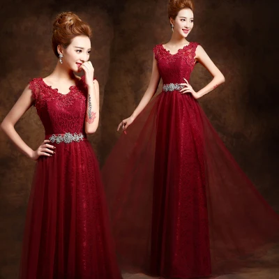

2018 hot elegant long beautiful v neck formal Mother of the Bride Dresses red wine purple a line green beaded evening dresses