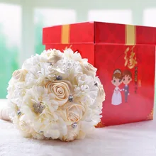 Горячая Распродажа, ручная работа, высокое качество, вышитая бисером брошь, Шелковый Свадебный букет невесты, искусственный цветок, настраиваемый, вечное сохранение