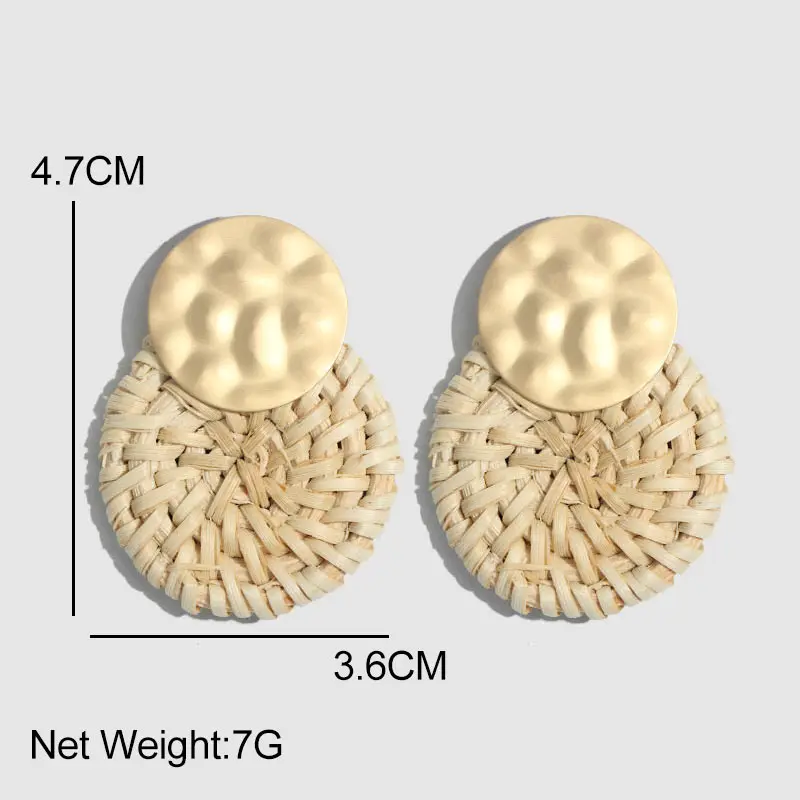 JUST FEEL,, ручная работа, новые круглые плетеные серьги из ротанга, большие висячие серьги для женщин, Boho, натуральные деревянные, бамбуковые, соломенные, плетеные серьги из лозы