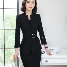Модные Повседневные стили, деловые костюмы, профессиональные блейзеры с пиджаками и платьем для дам, Офисная Рабочая одежда, наборы для салона красоты