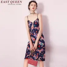 New arrival chinese oriental dresses vintage floral print long summer sundresses v-neck backless slip dress NN0425 YQ