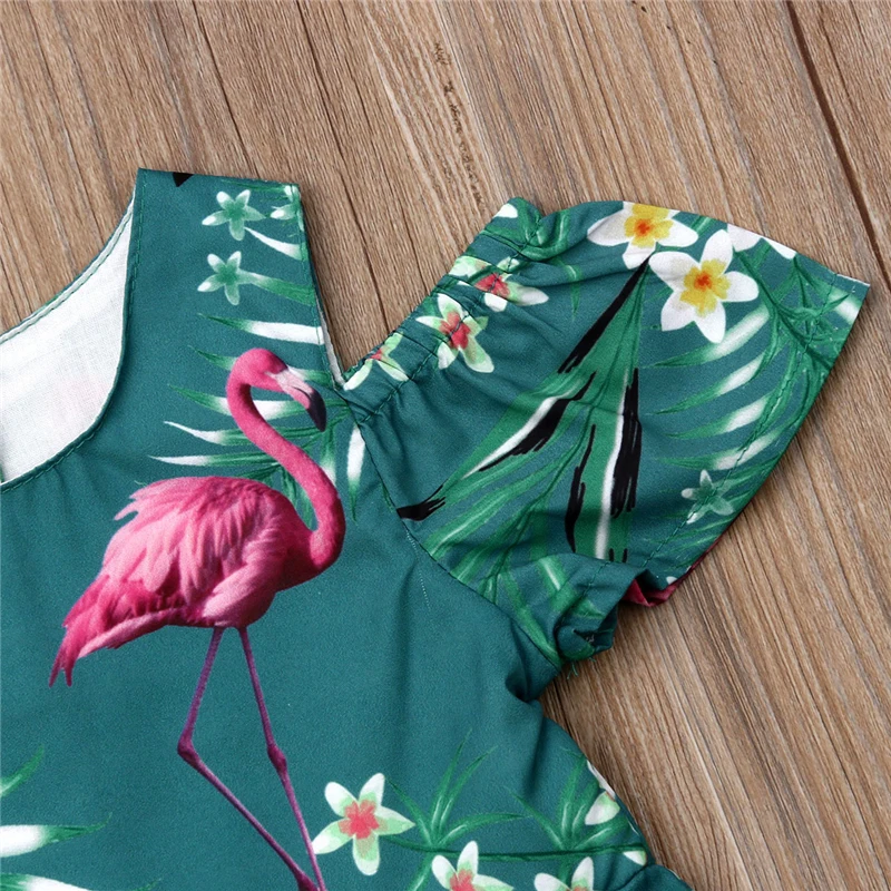 Одежда для маленьких девочек комплект с надписью Flamingo Leaky на плече зеленый цвет