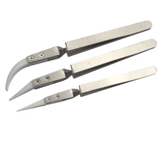 3 шт./компл. электроники промышленный Керамика Пинцет обратный термостойкие проводящий Изогнутые Прямой пинцеты комплект ручных инструментов