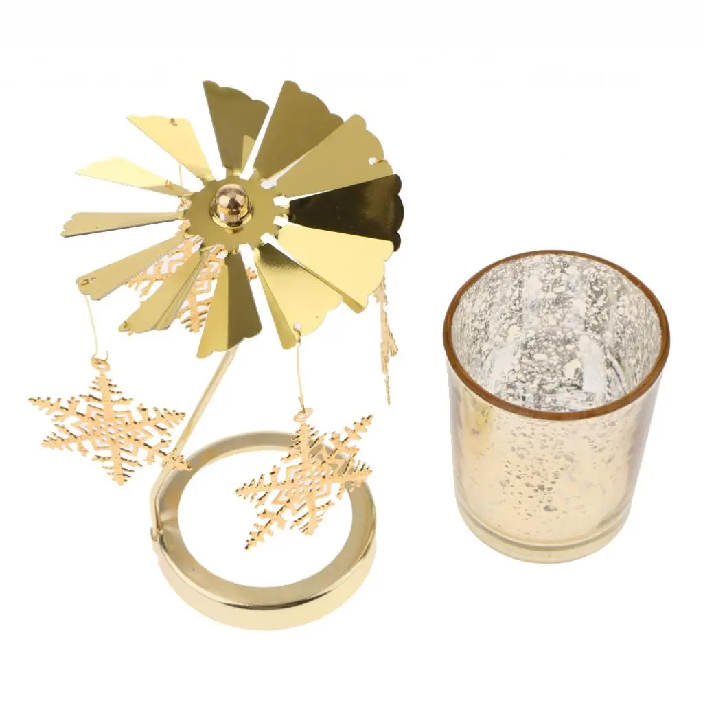 2 Pieces Rotating Spinning Tea Light Candle Holder Candlestick For Wedding Party Decoration