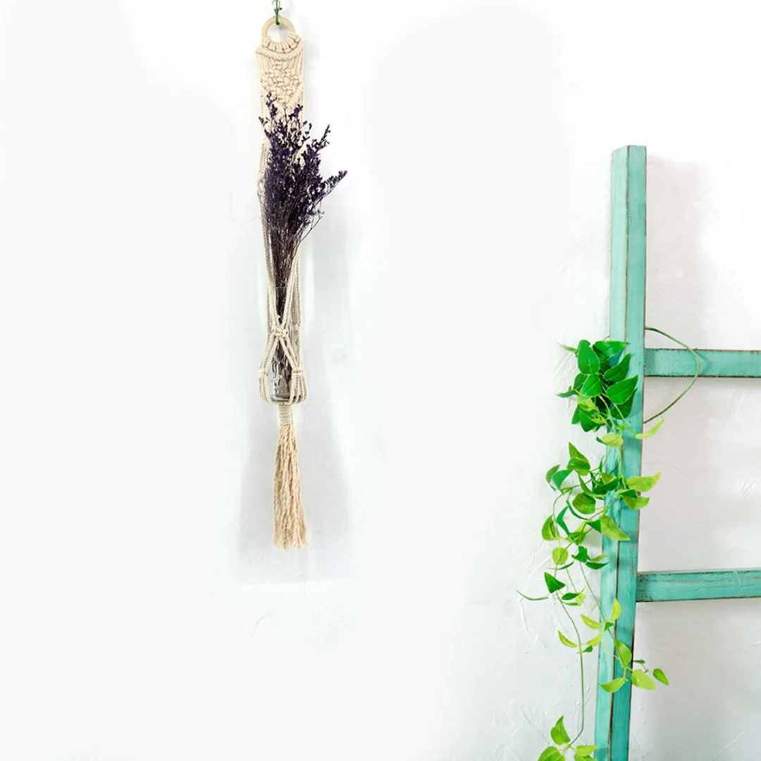 Flower Pot Macrame Cotton Rope Hanging Planter Basket Hemp Rope Braided Large Pot Holder Home Garden Decoration Accs